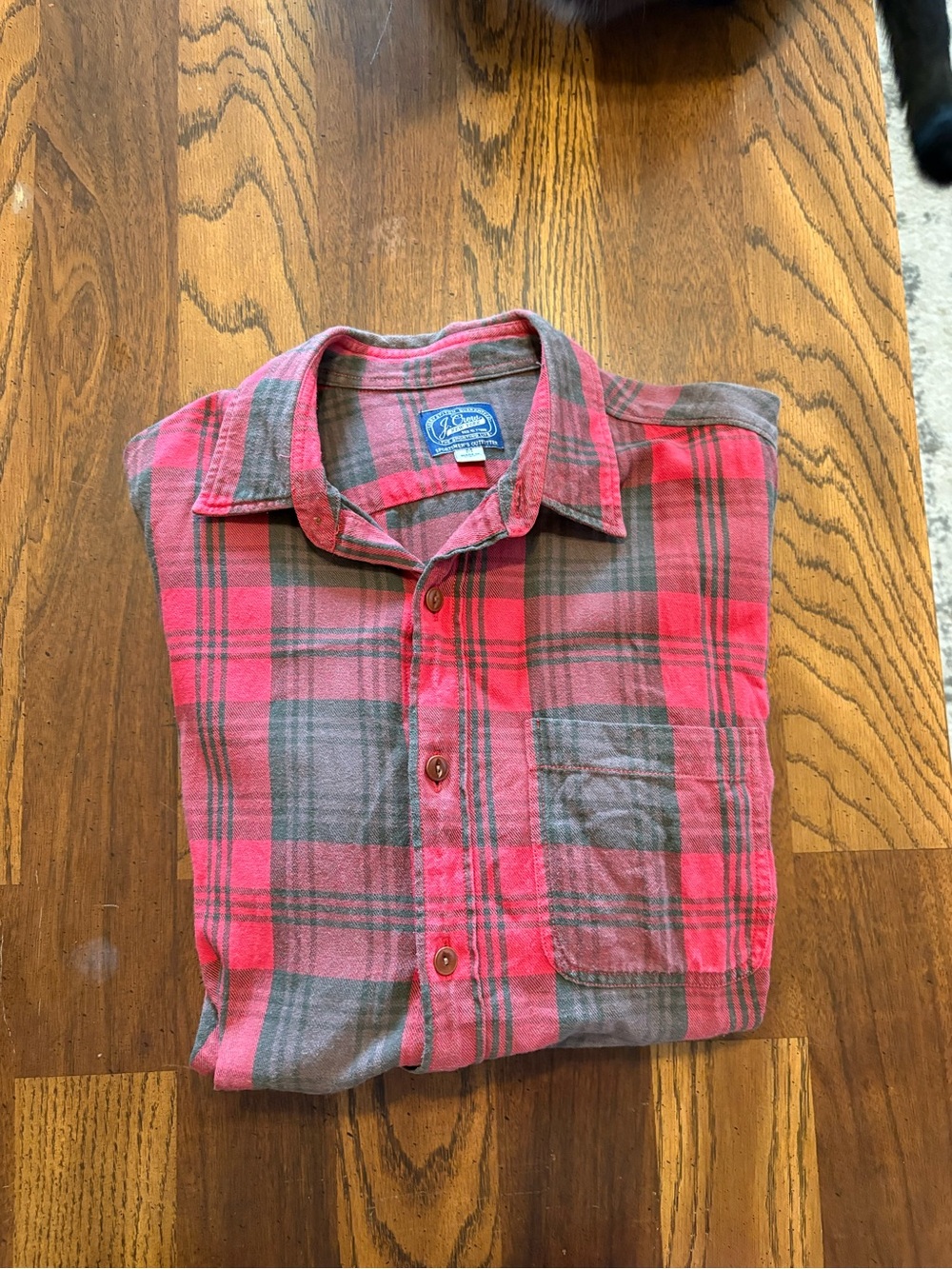 J. Crew Red and Gray Plaid Casual Button-Down Shirt